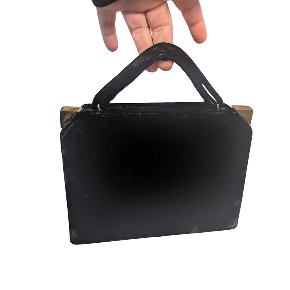 VTG Graceline Master Purse Black Velvet Handbag Matching Satin‎ Coin Purse MCM